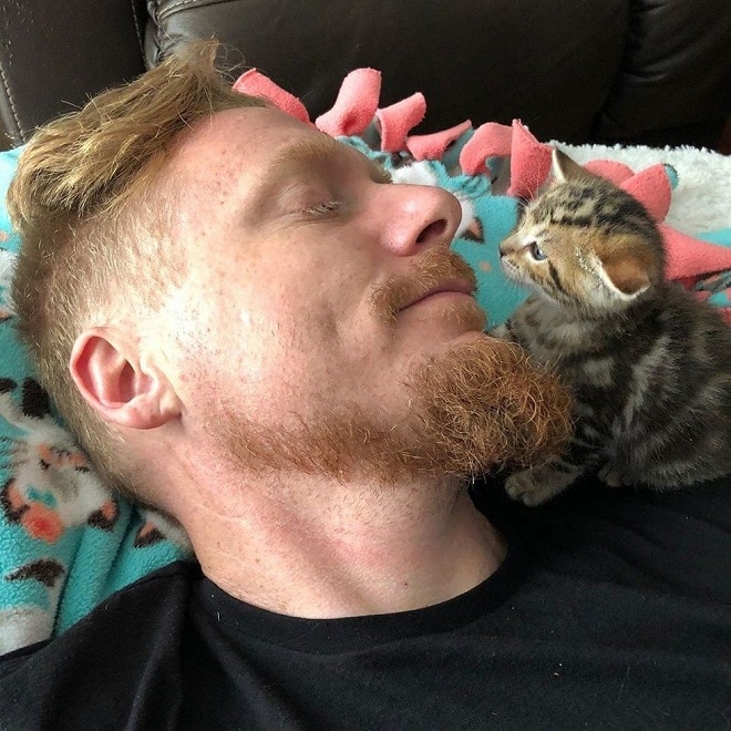 Котенок с мужчиной